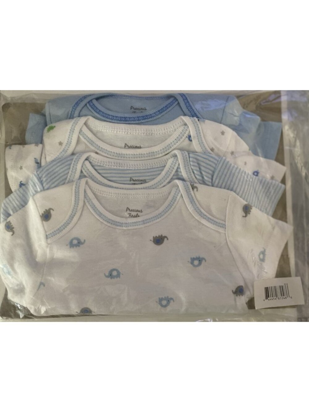 Carter's Precious Firsts Baby Boy 4 Pk Bodysuit Lot Sz 6M NWT One Piece Blue